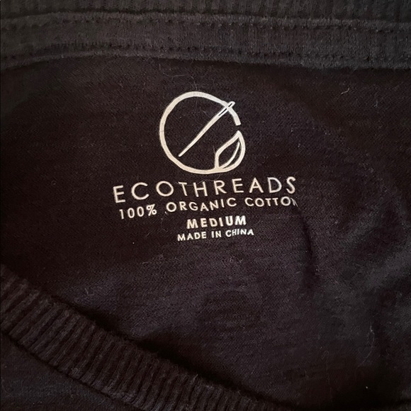 Ecothreads Black Ruffle Sleeve Organic Cotton Size Medium Women's Top EUC Soft - Picture 5 of 7